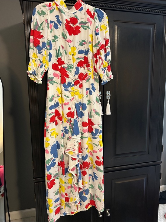 RIXO Dresses & Skirts - Rixo Floral Ruffle Midi Dress in Multi-Color Size 8